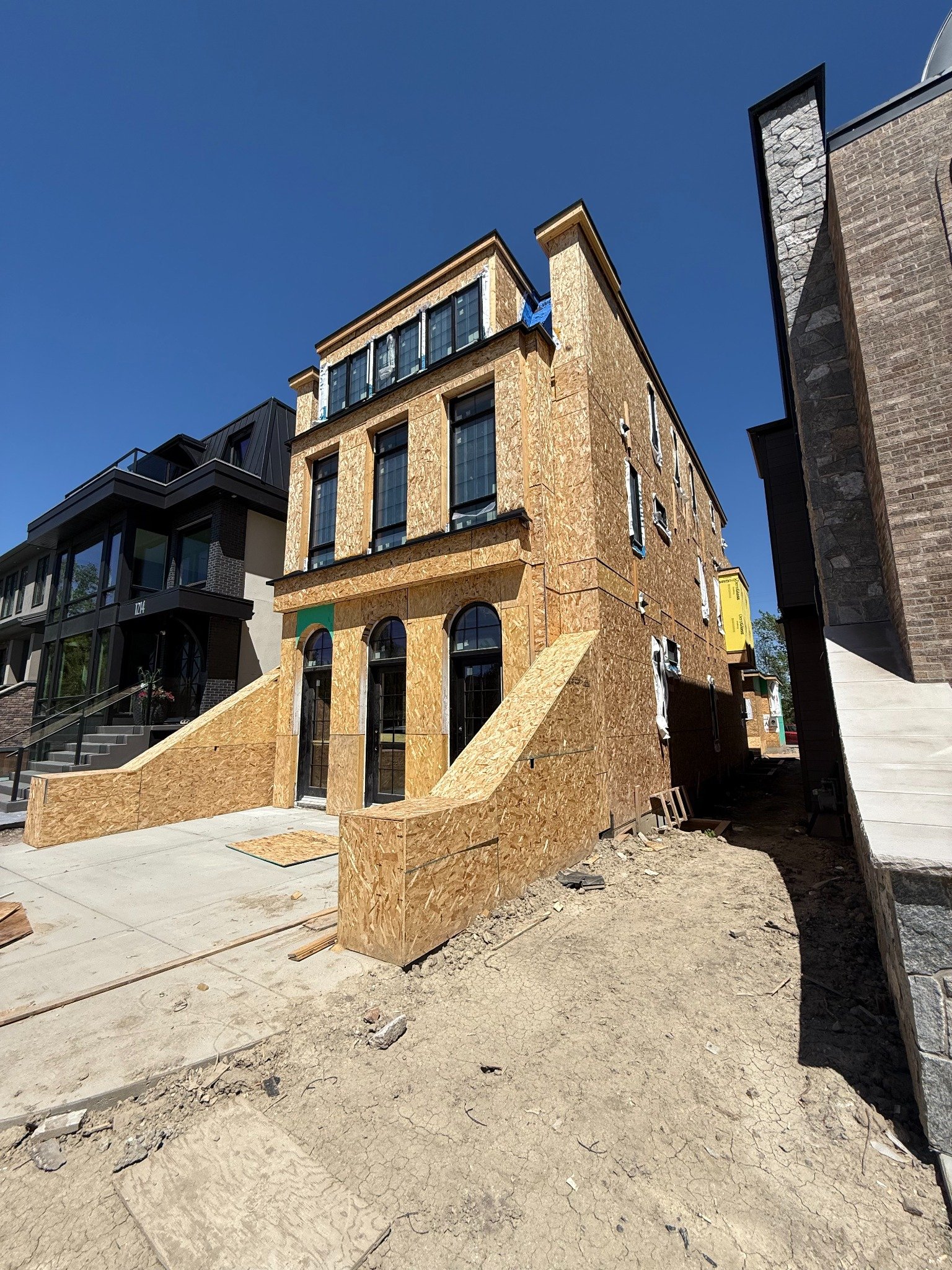 Residential new construction in Calgary before exterior finish