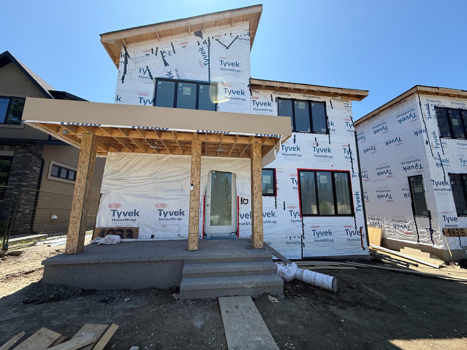 Residential new construction in Calgary before cladding